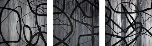 1705 Messy walls 2017 #4 #5 #6 - mixed technique on canvas each 70x70cm